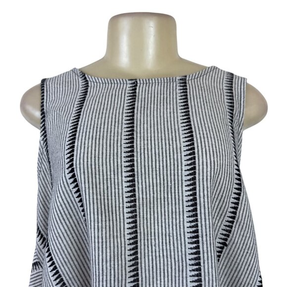 New Age Women’s Black & White High-Low Shirt With Striped Pattern Sz M/L - Picture 5 of 9